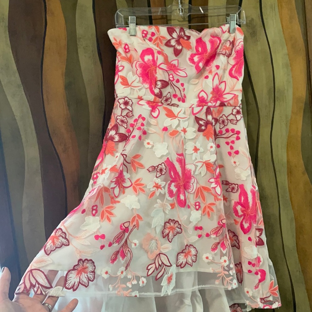 Alexia Admor Embroidered Pink Floral Dress, Size 8